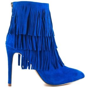 *2 FOR 40* Steve Madden “Flappper” Fringe Blue Ankle Boots Size US 9.5